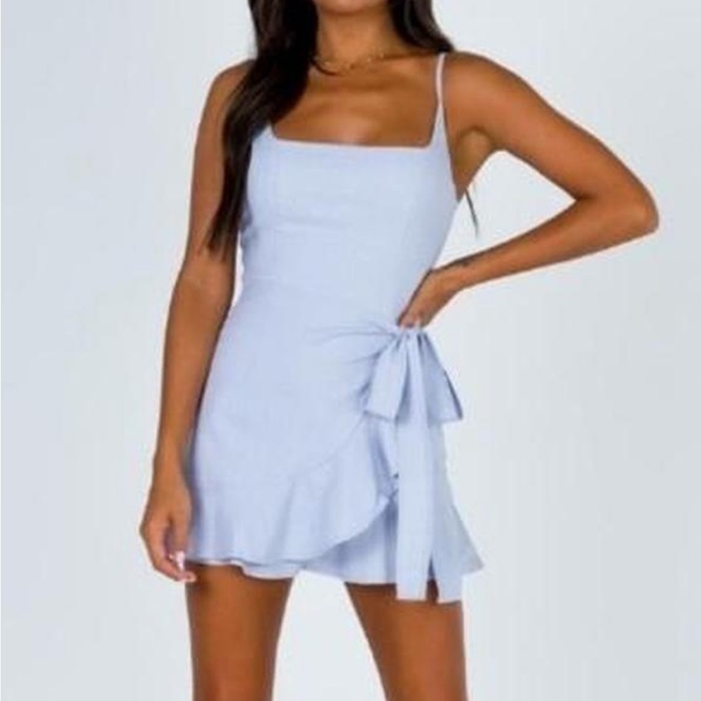 Princess Polly Cottage Hill Wrap Dress Blue